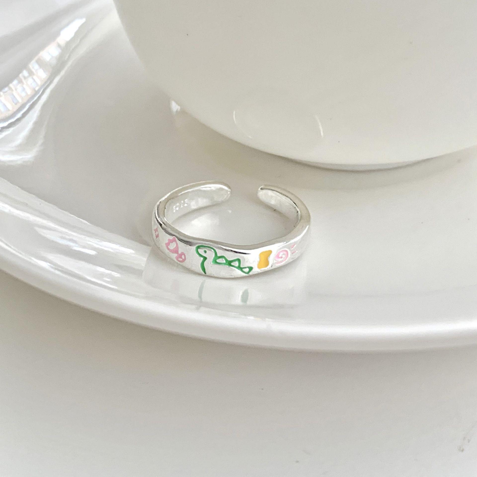 

Rainbow Drip Glaze Dinosaur Ring: Fun, Versatile, Stackable, Open Star Design for Girls Adjustable Open