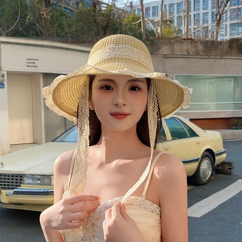 Thin knitted hat new fashion trend summer sand lace seaside beach sunshade sun protection hat bucket hat