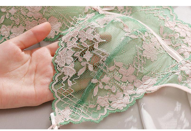 Bequemer French Lace Dreieckskörbchen Bügelloser Ultra-Dünner BH für Große Oberweite, Schafft ein Kleineres Brustbild