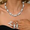 European and American Cross border Jewelry Pearl Necklace Earring Set for Female Brides Retro High end Design Sense Set