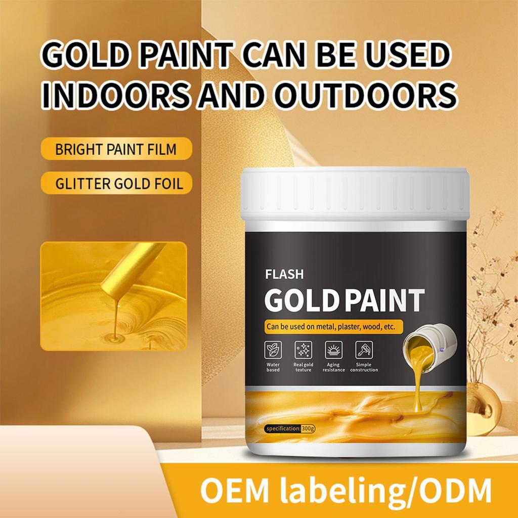 Liquid Gilding Gold Paint 300g Liquid Gold Foil Paint Quick Drying Metal Plaster and Wood Painting Easy to Apply Art Supplies
