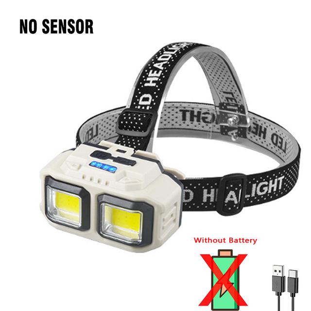 

Мощный светодиодный индукционный налобный фонарь с 4 режимами освещения, зарядка через Type-C, водонепроницаемый налобный фонарь для кемпинга и рыбалки