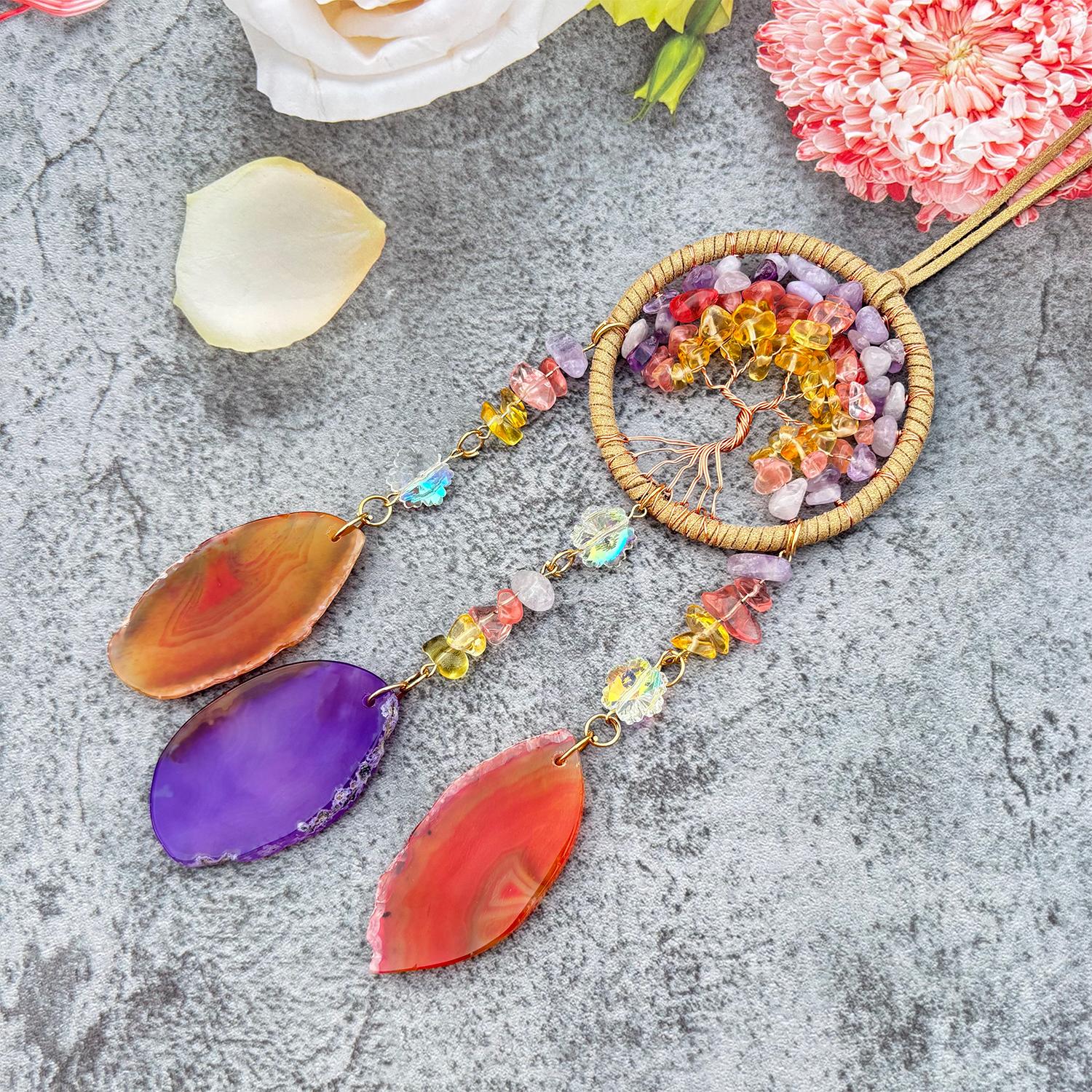 

Crystal Tree of Life Wind Chimes Purple Car Hanging Sun Catchers Living Room Ornaments Door Pendants For Girls Festival Gifts фіолетовий