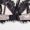 Sensual Lace Trim Thong Leg Garter Set - Ultra-Thin, See-Through, Chest-Minimizing Lingerie