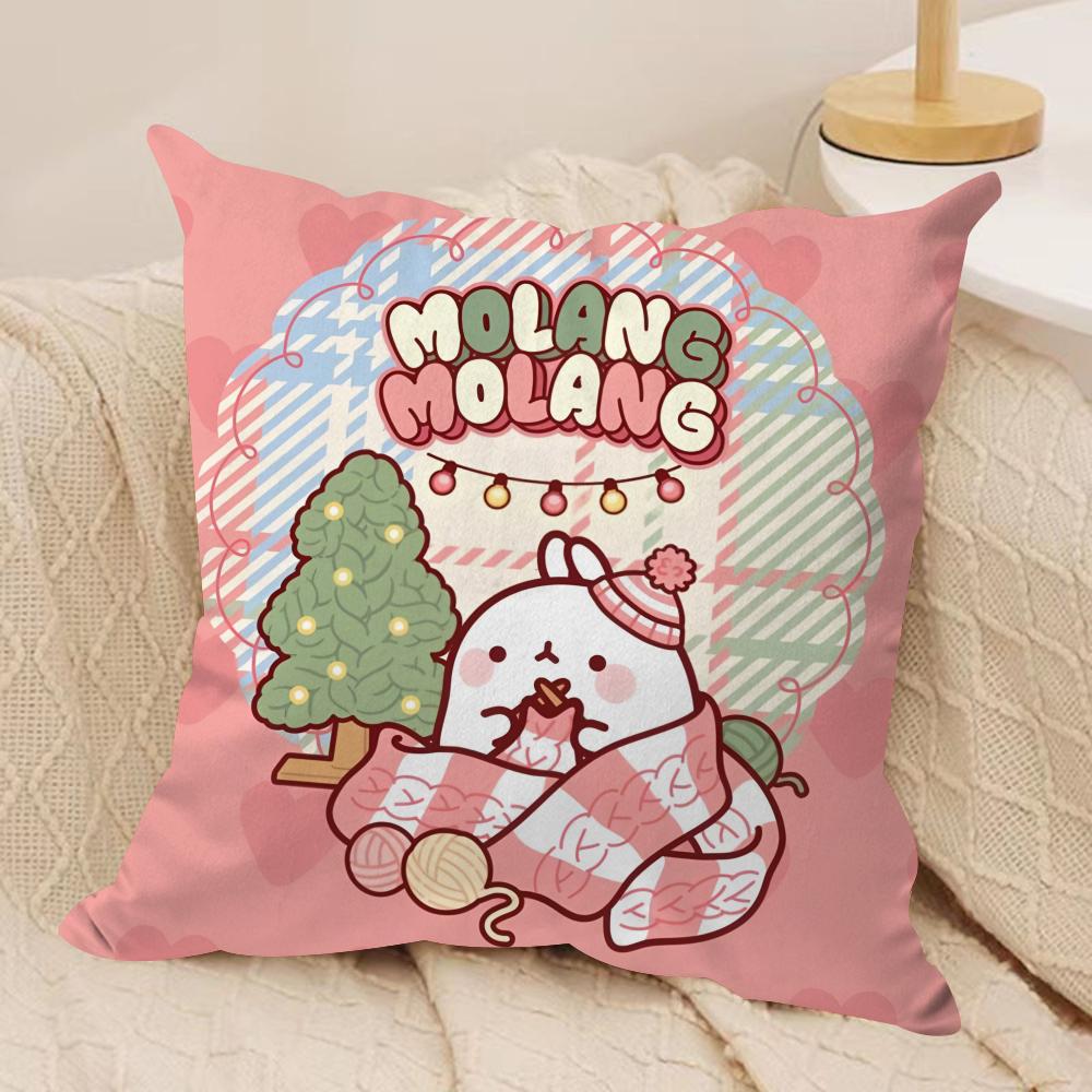 Cartoon MMolangS Rabbit Cushion Cover Silky Short Plush Invisible Zipper Dustproof Sofa Pillow Case For Home Decor