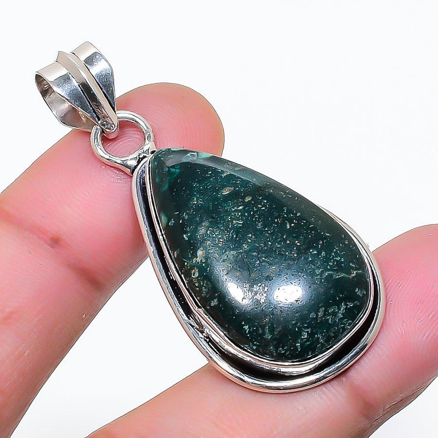 Natural Moss Agate Gemstone Handmade 925 Sterling Silver Pendant 1.77 AP-14844
