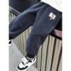 Boys' Winter Long Pants, Corduroy Style for Autumn and Winter, Warm and Fashionable Fleece-Lined Trousers with Cartoon Designs, for Outdoor, Thick