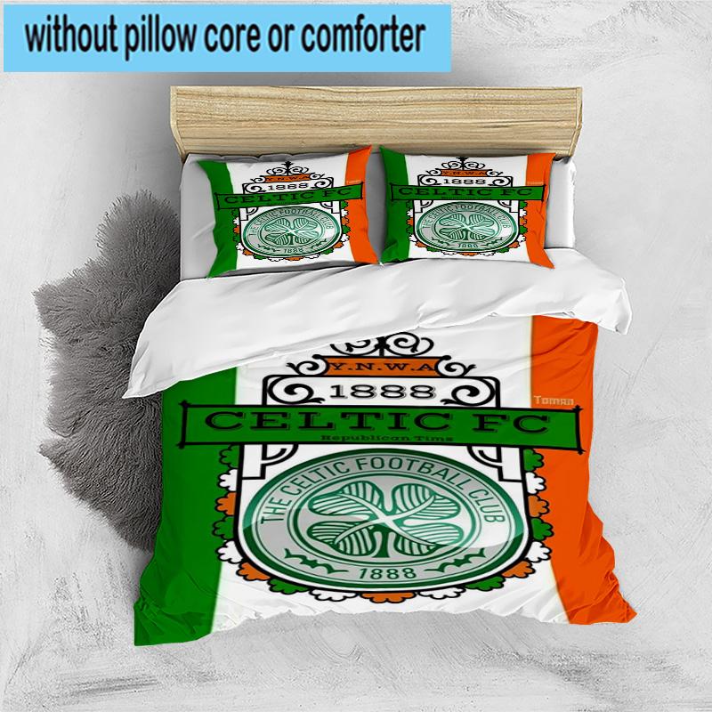 3pcs Cel-tic Football Club Crest Printed Bedding Set Duvet Cover Closure Includes 1 Duvet Cover & 2 Pillowcases Bedding Sets Home Decor Gifts