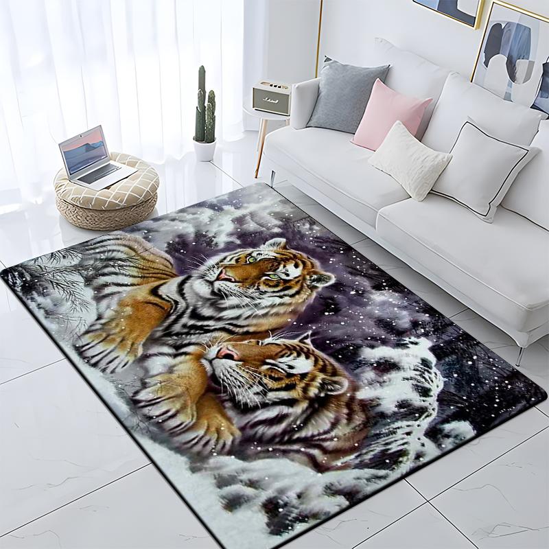 Animal Tiger Custom Picnic Mat Non Slip Carpet Living Room Mat Yoga Mat Home Decor Crawling Mat Carpet for Living Room Anime Rug