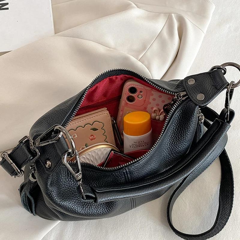 Chic Leather Hobo Bag with Detachable Strap & Tassel Versatile Large Capacity Handbag for Women Leisure Fashion Women's Shoulder Bag