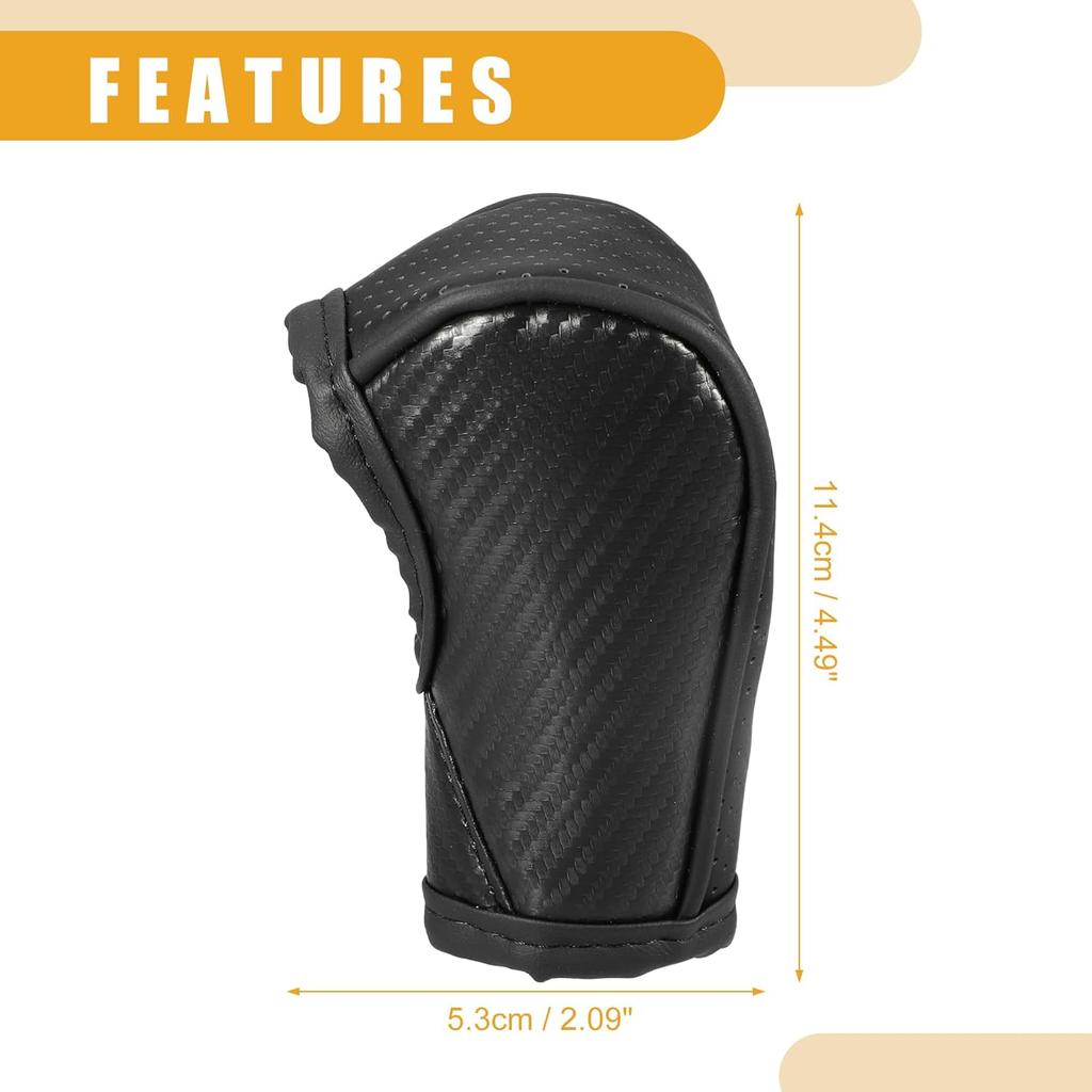 1 Pc Universal Car Shift Knob Cover - Automatic Car Knob Gear Sticky Protector Carbon Fiber Pattern Breathable - Faux Leather Black