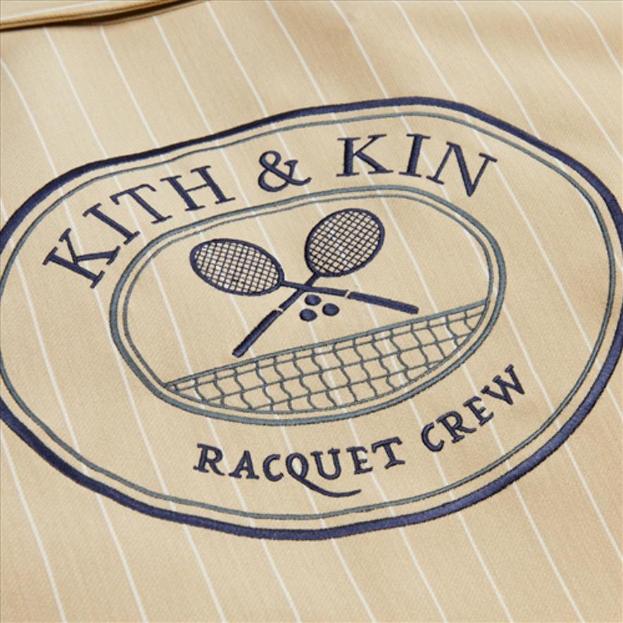 Kith X Wilson Pinstripe Double Knit Coaches Logo Stripe Print Polo Jacket Men Jackets Light-Gray KHM010074-210