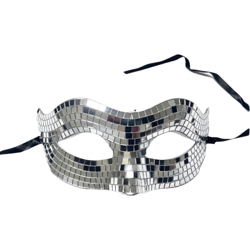Mirror Masquerade Mask Glitter Texture Costume Mask Dancing Prop Half Face Mask Halloween Costume