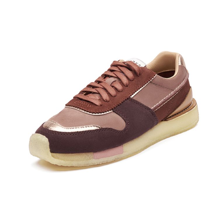 Clarks Leather Vintage Trend Durable Low-Top Sports Casual Shoes Women Sneaker Rose 261626204