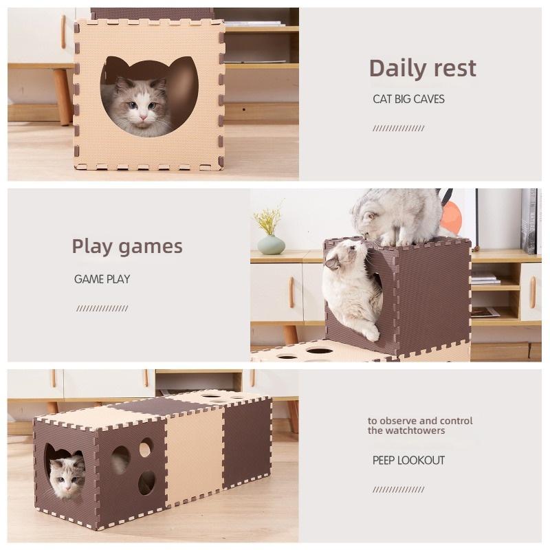 Assembleable Cat Tunnel Bed Multifunctional Pet Toy Foldable Rest House Interactive Play Tunnel for Kitten