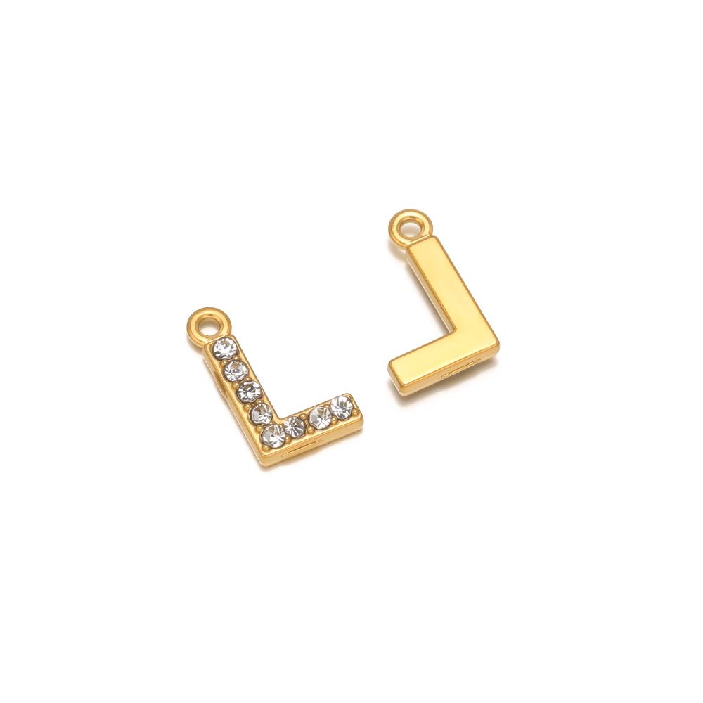 5pcs Stainless Steel Gold Rhinestone Letters Charms DIY Women Girl Alphabet Necklace Pendants Jewelry Bracelet Earrings Making