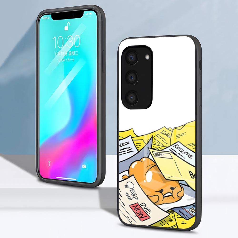 

G-Гудетама Яйцо Милый Чехол Для Телефона Samsung S26 S25 S24 FE S23 S22 S21 Plus S20 Ultra Note20Ultra Черная Стеклянная Крышка Galaxy S22 plus5G