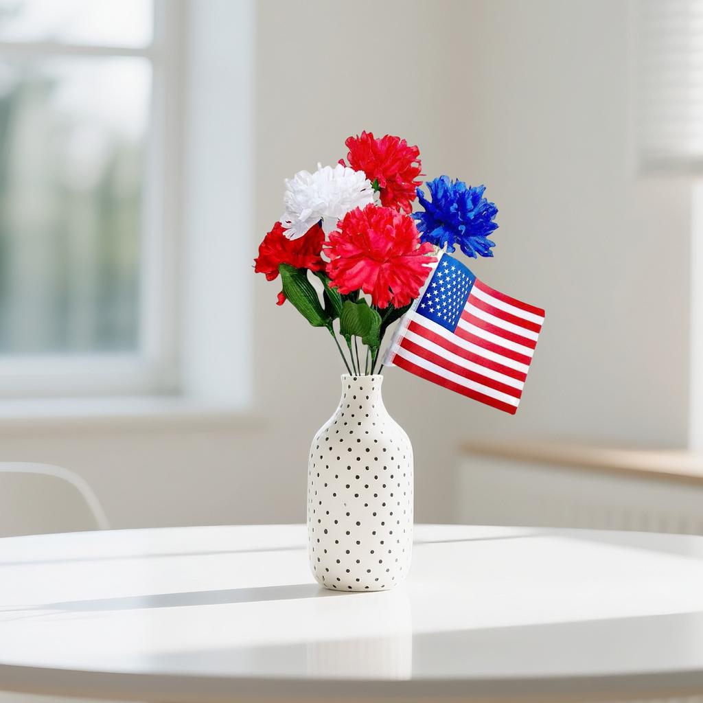 Tree Decoration Tricolor Artificial Flowers Patriotic Silk Rose And Decorative Independence Day