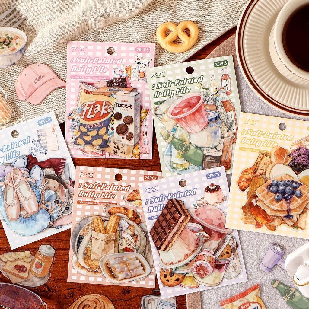 20pcs PET Stickers for Notebooks Phone Stickers Scrapbooking Supplies DIY Junk Journals Decor Stickers
