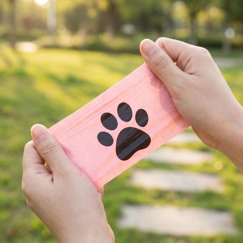 Biodegradable Pet Waste Bags for Dog and Cat Poop Disposal with Leak Proof Design and Easy Tie Handles for Outdoor Use