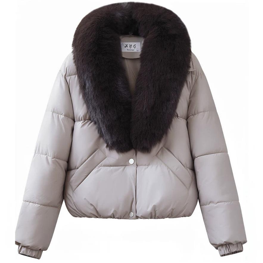 Large lapel short cotton clothes for women's new autumn and winter thickened small and thin versatile warm cotton-padded jacket