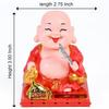 Solarbetriebene Buddha-Mönchsfigur - Feng Shui-Dekor für Reichtum, Wohlstand und Glück mit beweglichem Kopf und Hand (rot)