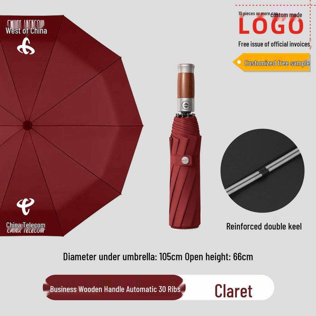 Custom Curved Handle Golf Umbrella - Sun & Rain Dual-Use Advertising Gift Umbrella