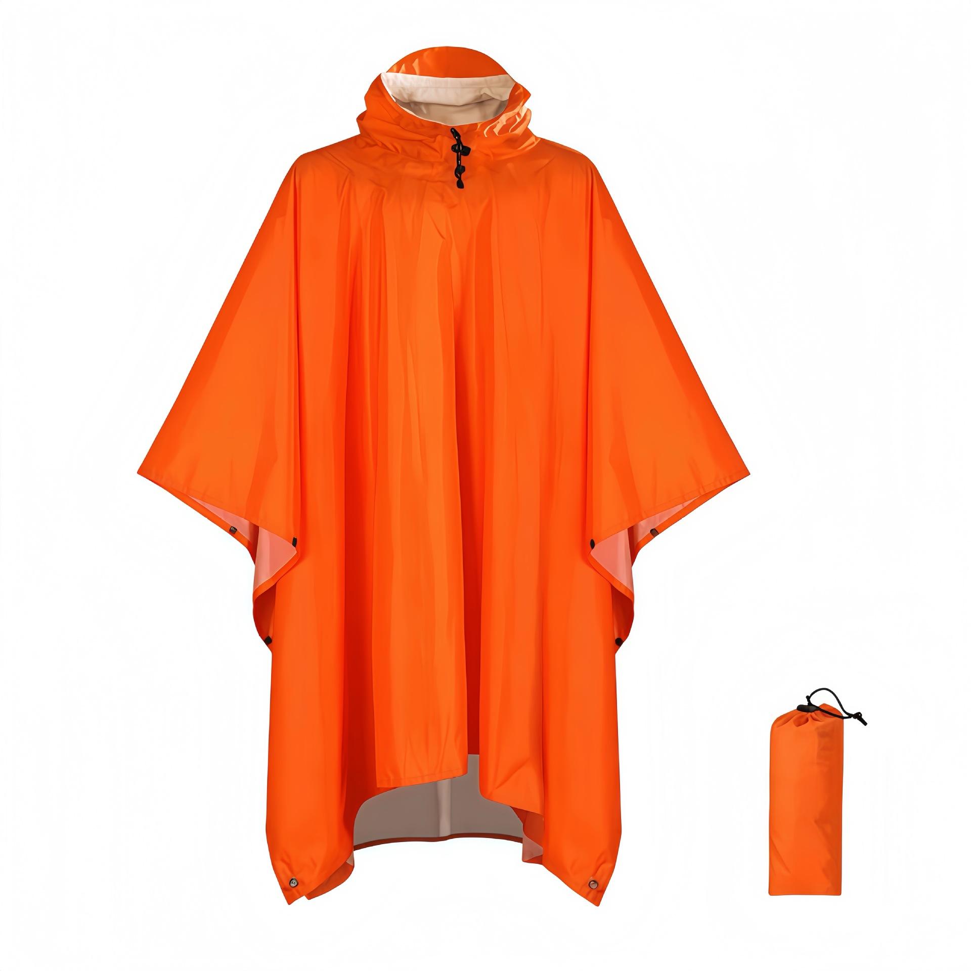 3-in-1-Outdoor-Regenmantel mit Kapuze für Fahrrad, Motorrad, Radfahren, wasserdichter Regenmantel, Regenponcho, Camping, Wandern, Reiseregenbekleidung, Zelt, Reiseregenbekleidung, Zelt orange