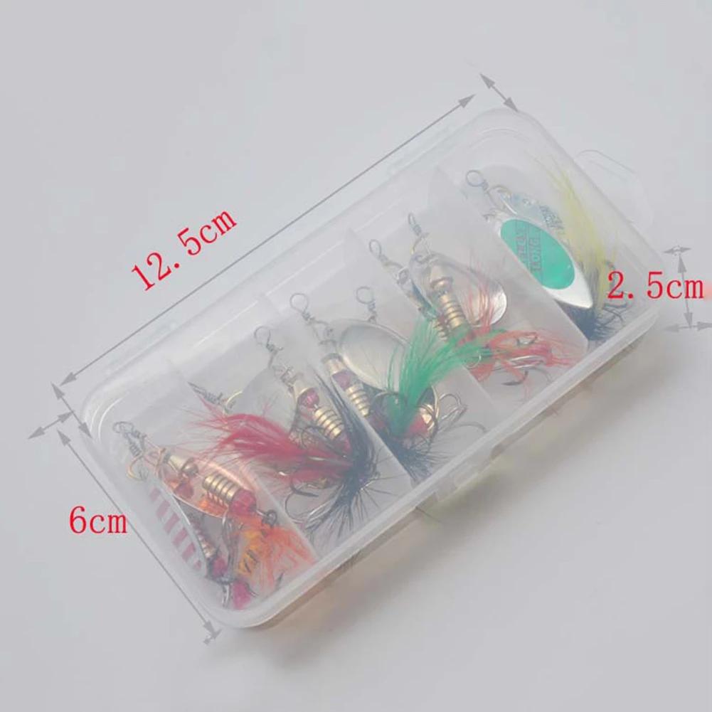 10pcs Boxed Rotating Spoon Kit Lure Fishing Lures Spinner Wobblers Hooks Metal Sequin Trout Crankbaits Fishing Accessories New