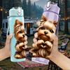 1PZ Cucciolo Yorkshire Terrier Ritratto 750ml Plastica Colorata Borraccia Sportiva Tappo Flip con Cannuccia Anti-perdita Adatta per Sport Ufficio Uso Domestico