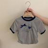 Girls' Contrast Edge T-Shirt & Plaid Skirt Set - Cartoon Embroidery (2-Piece Summer Outfit)