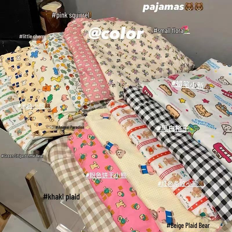 

Женский милый пижамный комплект «Печенье с маслом» - С длинным рукавом, Длинные брюки, Повседневный свободный крой, Домашняя одежда для осени и весны. XL (125-135 lbs)