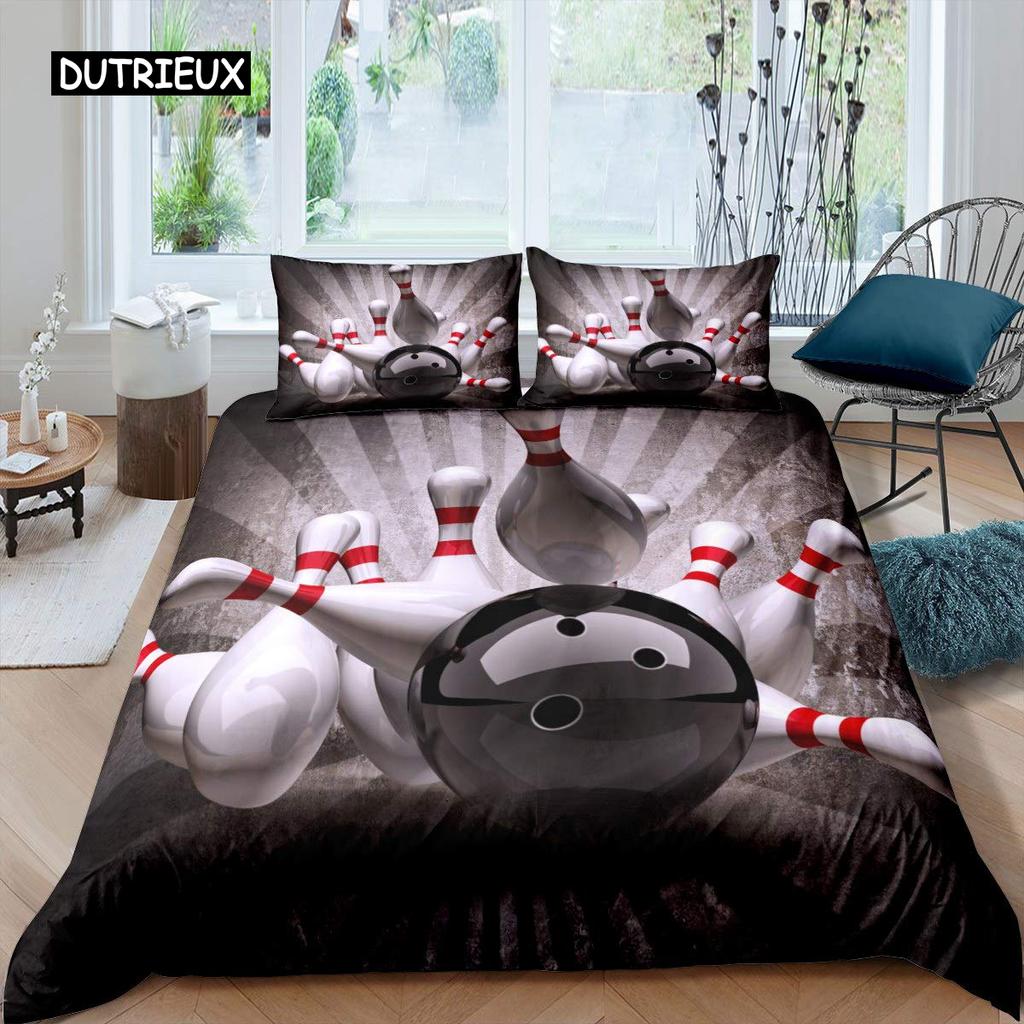 Bowling Duvet Cover Polyester Sport Competition Quilt Cover Sports Games Starry Sky Blue Line Bedding Set Double Queen King Size