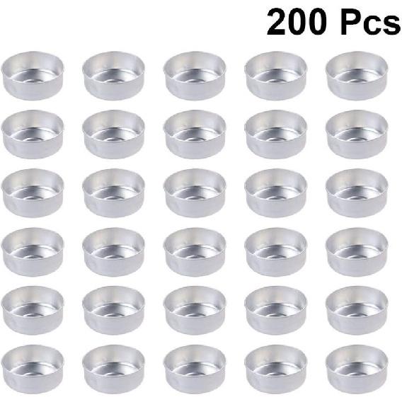 EXCEART 200pcs Aluminum Tea Light Tins for Candle Making Supplies Empty Case for DIY Scented Candles Lightweight for Crafts Silver