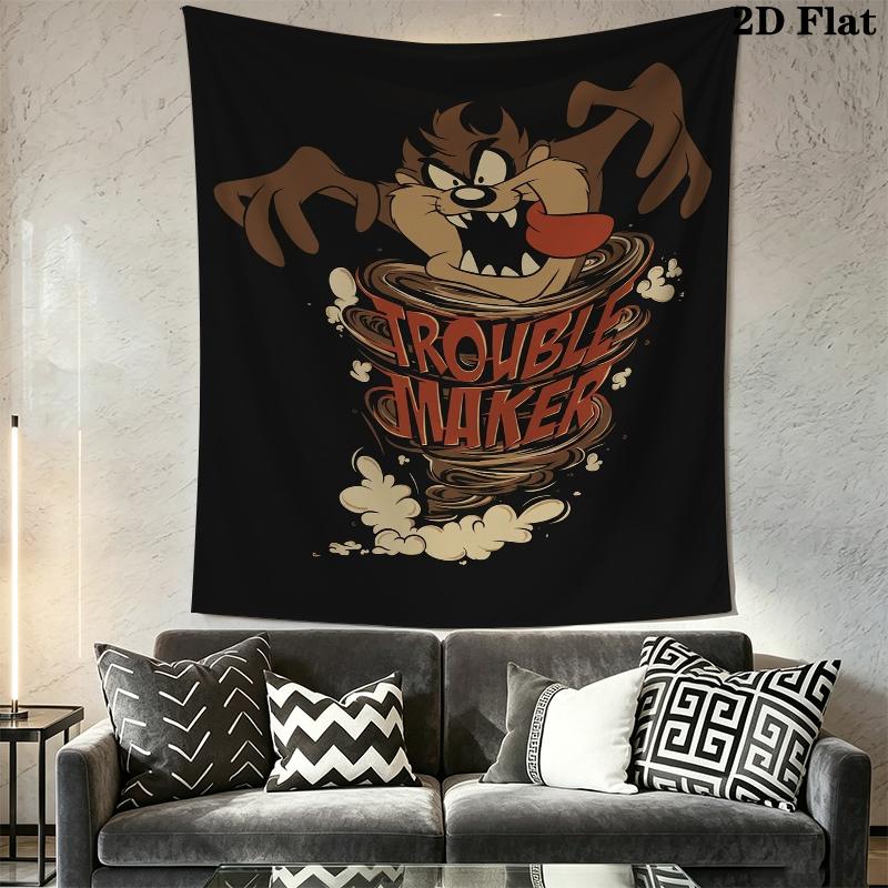 Tazmanian Devil Wall Tapestry Aesthetic Wall Hanging Printed Fabric Blanket Decorative Tapestries for Bedroom Living Room Home Decor