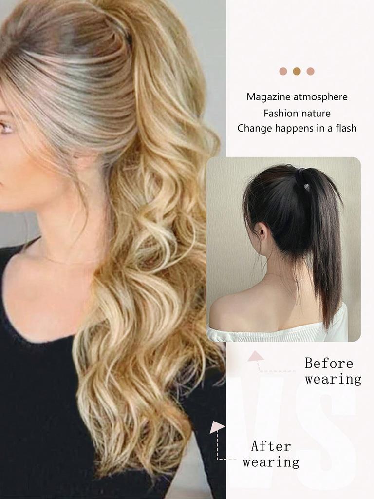 Synthesize 18-inch Claw Clip Waves Ponytail To Extend Female Ponytail Wig