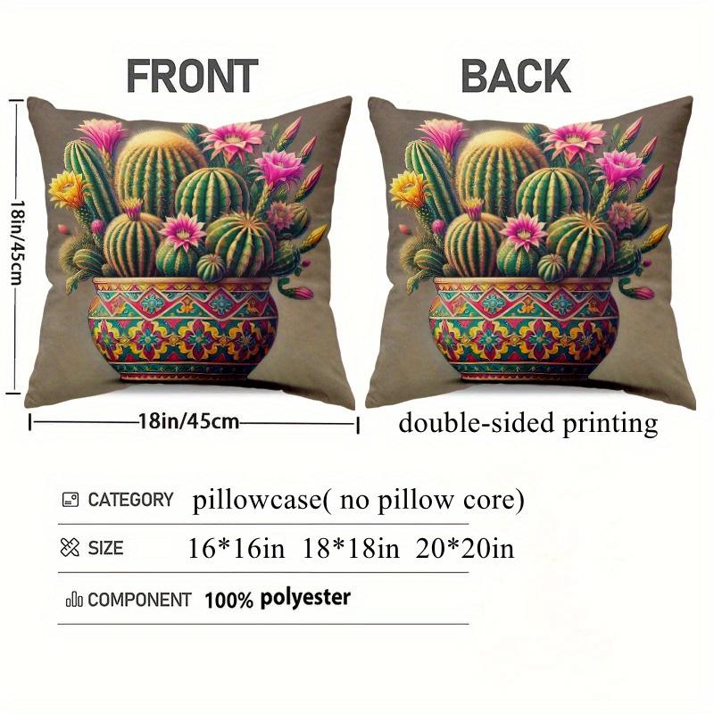 Double Sided Charming Cactus And Succulent Art Soft Throw Pillow Cover For Bed Sofa And Home Decoration
