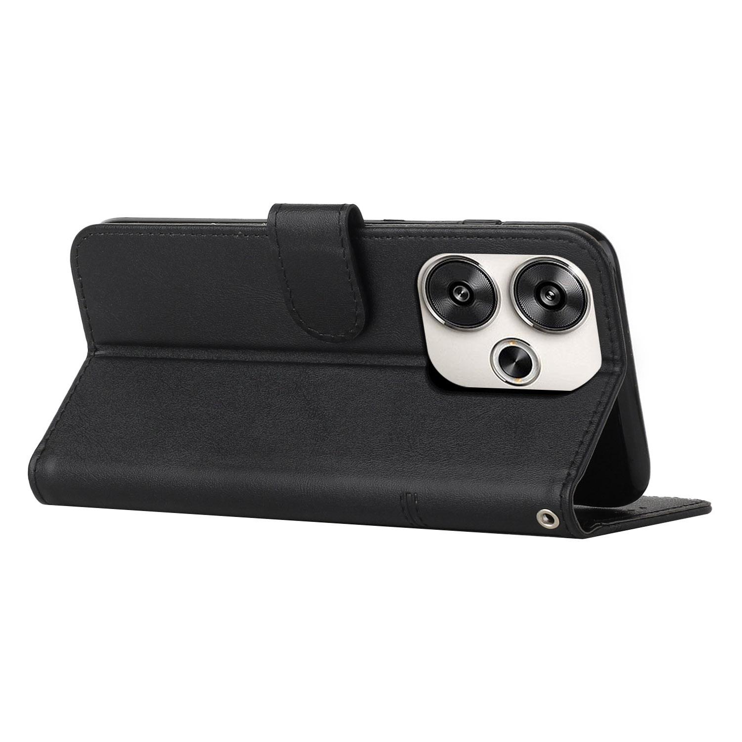 

For Xiaomi Redmi Turbo 3 5G/Poco F6 5G Case Calf Texture Magnetic Clasp Leather Phone Cover Black