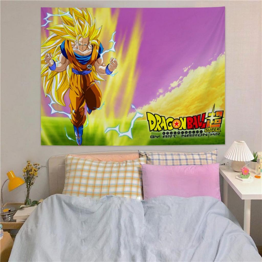Anime Goku Dragon Ball Background Tapestry Wall Fabric for Bedroom Dorm Room Decor Wallpaper Style Art