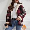Ladies' Loose Comfortable Casual Fashionable Zipper Hooded Plaid Printed Jacket
