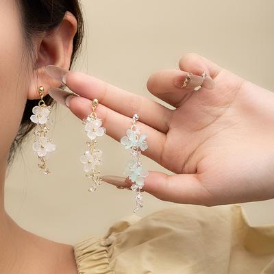 Beautiful Lily Of The Valley Fringed Gentle Earrings Long Super Fairy Flower Seaside Vacation Wind Sweet Temperament Earrings