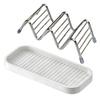 2/3 Grids W Shaped Soap Holder Stainless Steel Space Saving Soap Storage Rack with Drain Tray Moisture-Proof Soap Stand Sink