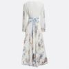 Spring Summer Ladies Elegant Dress Sexy V-neck Print Long Sleeve Big Swing A-line Holiday Dress Women Maxi Dresses Clothing