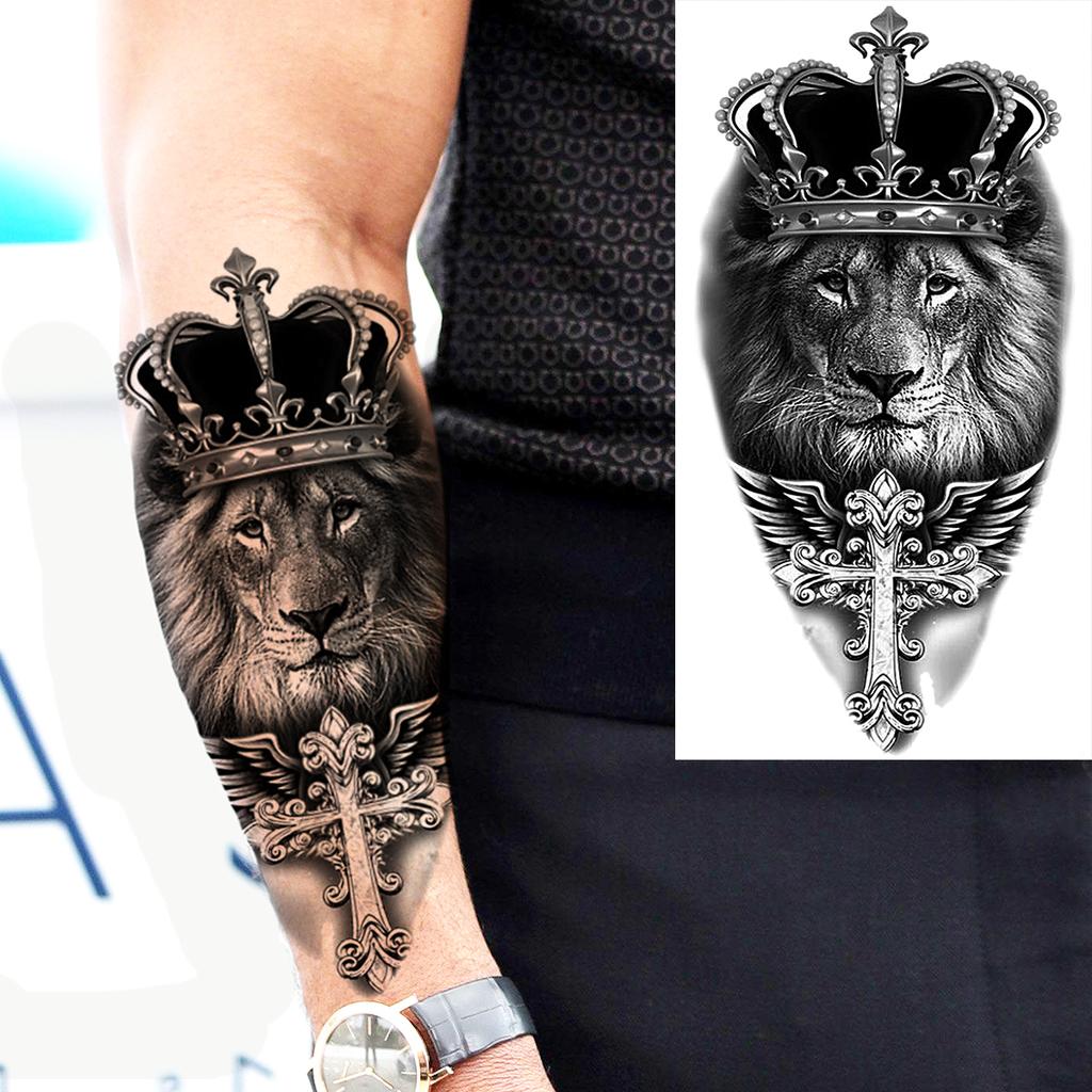 Scorpion Rose Flower Temporary Tattoos For Women Adults Realistic Vampire Wolf Scary Snake Crown Fake Tattoo Sticker Arm Tatoos