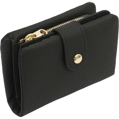 RafiCaro Women's Bifold Wallet, Soft and Genuine Leather, Cute, Compact, Small, Large Capacity, Snap Belt Closure, Exterior Pocket, Coin Purse, Card