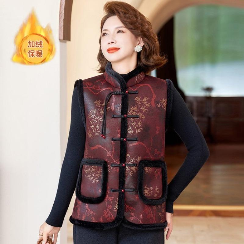 Medium and Old Winter Clothing Velvet Thickened Vest Jacket Medium Women's Clothing Winter Fashion Thermal Vest