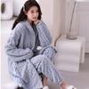 Coral Velvet Pajamas Women's New Winter Long Sleeve Thick Warm Jacquard Velvet Home Suit Can Be Worn Outside