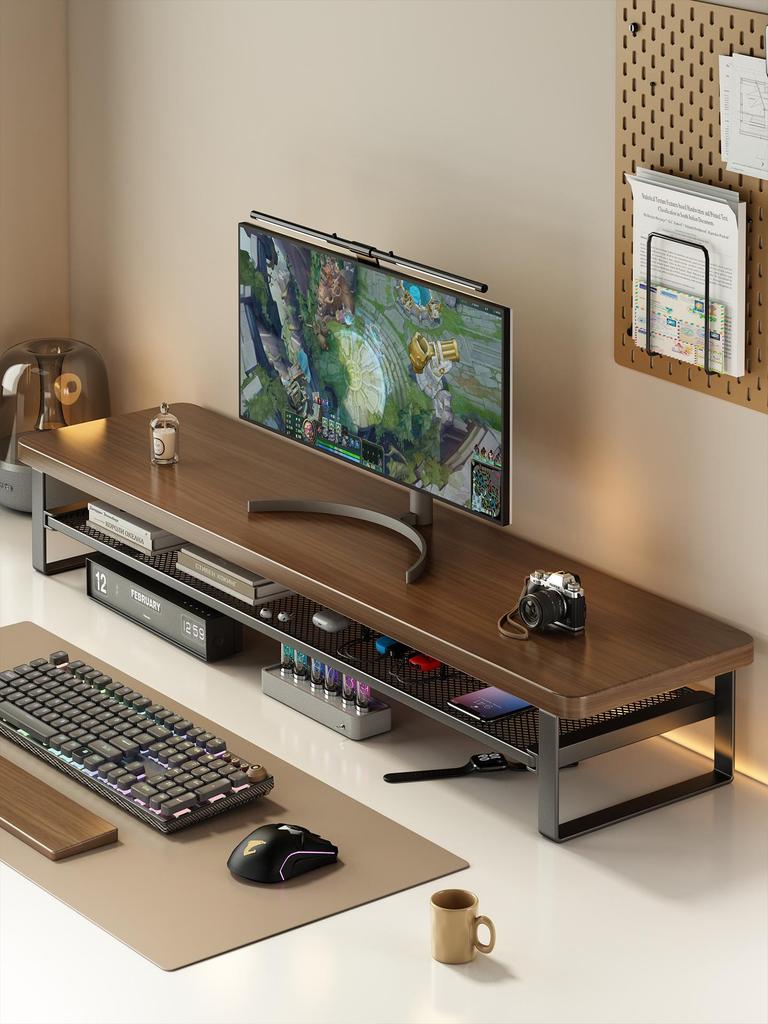 Adjustable Computer Monitor Stand & Desktop Storage Shelf