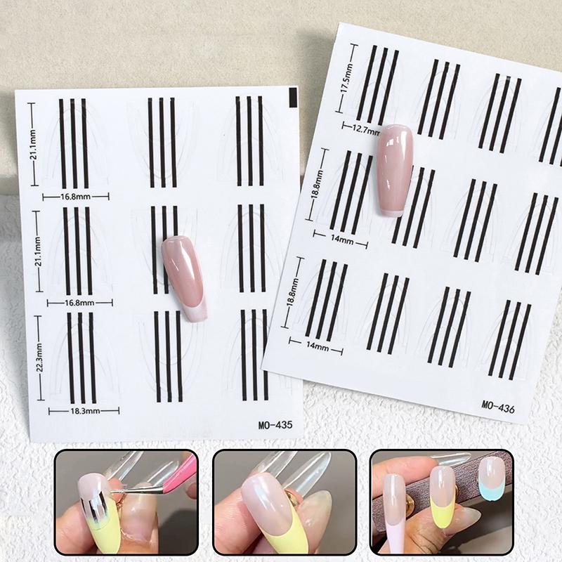 Deep U French Manicure Strip Nail Art Form Fringe Tip Stencil Guides Sticker Diy Line Tips Decoration Tool Self-Adhesive