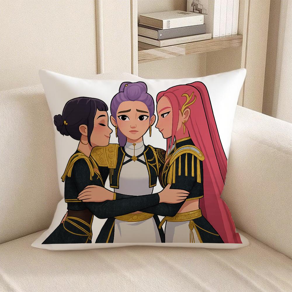 KPop Demon Hunters  Anime show on the pillow: Pink and purple fantasy & Cute character pillowcase fashion home decoration